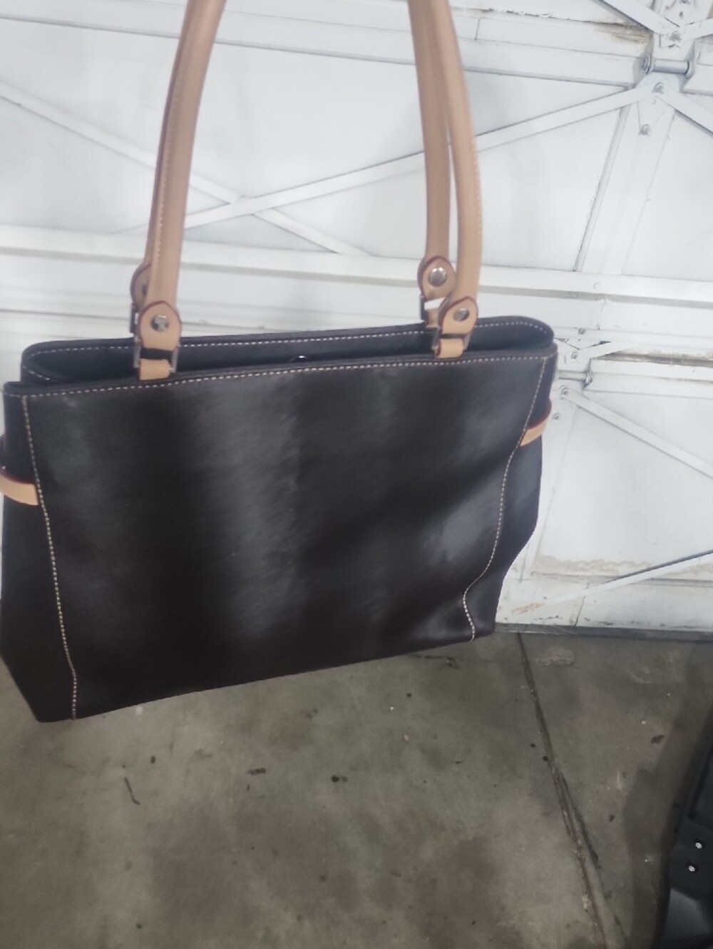 Classic Brown Tote with Beige Accents by - Picture 13 of 15